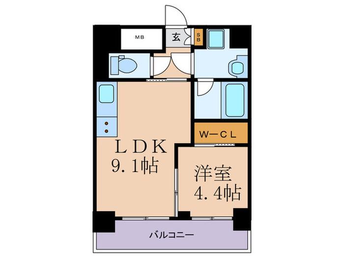 ノルデンハイム天神橋アドバンス(1LDK/6階)の間取り写真