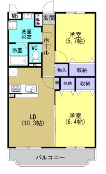 Y&M REGARO II(2LDK/2階)の間取り写真
