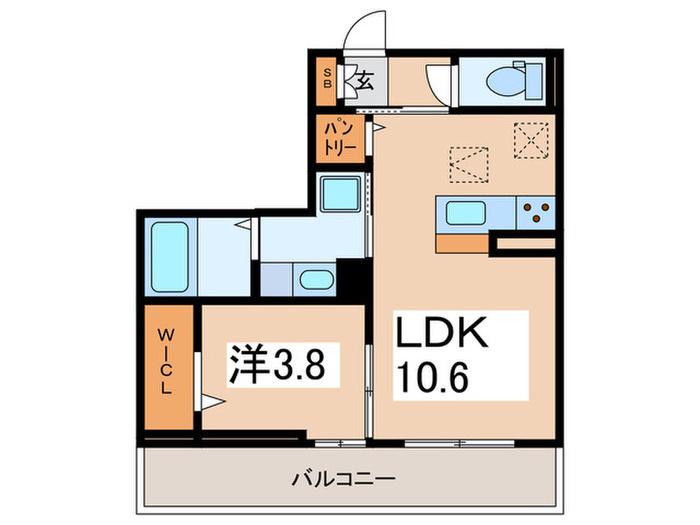 ゼラニウム湘南台(1LDK/2階)の間取り写真