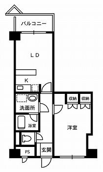 信開ドムス舞崎(1LDK/4階)の間取り写真