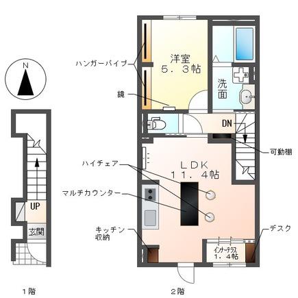 シュービル(1LDK/2階)の間取り写真