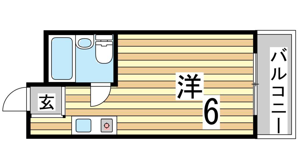 多聞台ハイツ(ワンルーム/2階)の間取り写真