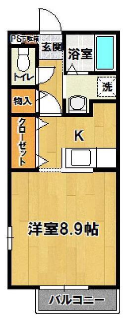 グリーンヒルズ(1K/1階)の間取り写真