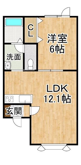 MY HOUSE GOOD RIVERII(1LDK/2階)の間取り写真