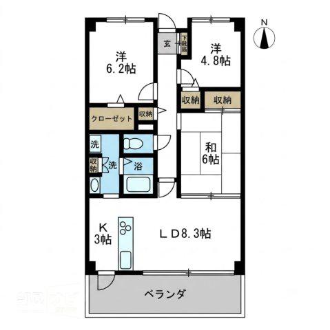 ホーフパルク(3LDK/7階)の間取り写真