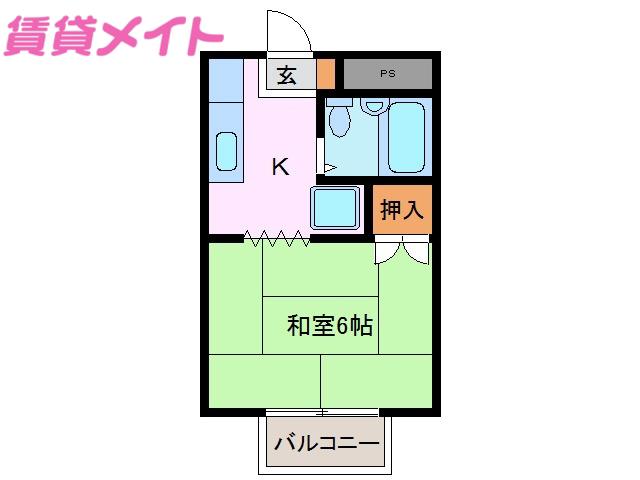 コーポ谷口(1K/1階)の間取り写真
