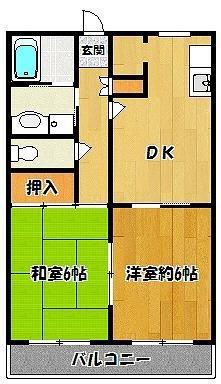 サウスII(2DK/3階)の間取り写真