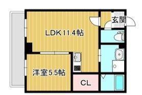 HALU吹田(1LDK/3階)の間取り写真