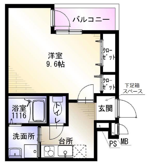 フジパレス箱殿町(1K/3階)の間取り写真