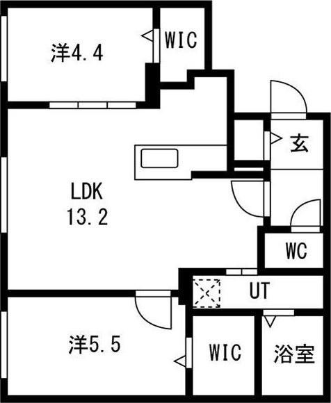 LUKKA栄通(2LDK/1階)の間取り写真