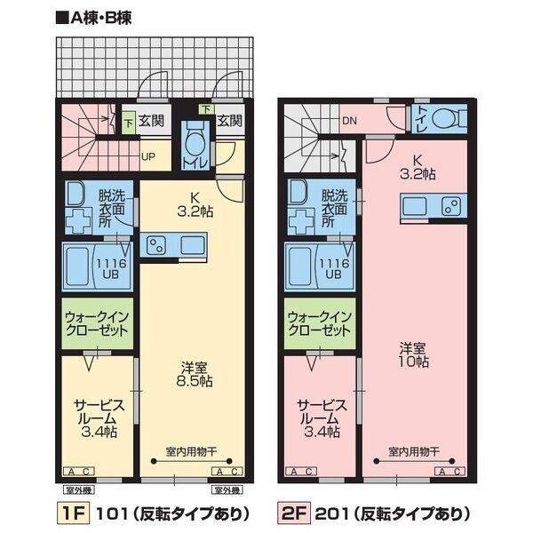 サンウエストB(1LDK/1階)の間取り写真