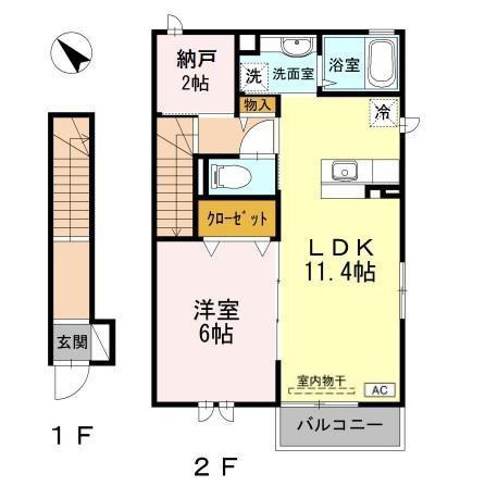 ヴィラ昇美(1SLDK/2階)の間取り写真