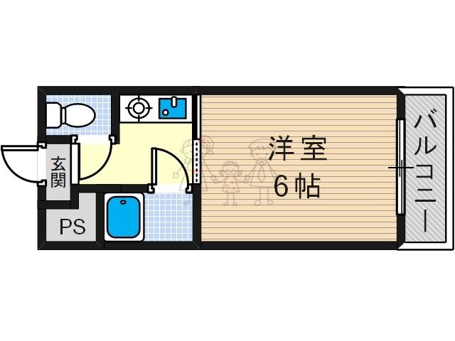 パールハイム駒川(1K/4階)の間取り写真