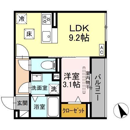 D-HILLS小池(1LDK/1階)の間取り写真