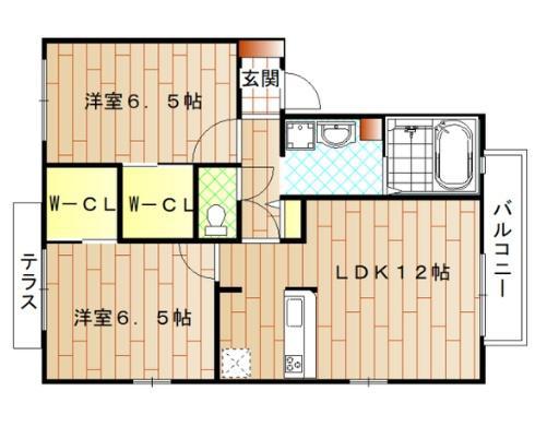 グリーンコート上牧 2F(2LDK/2階)の間取り写真