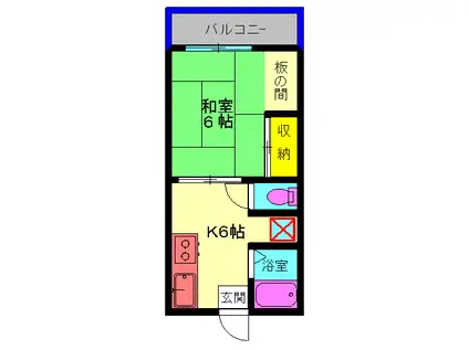 メゾン谷中(1DK/2階)の間取り写真