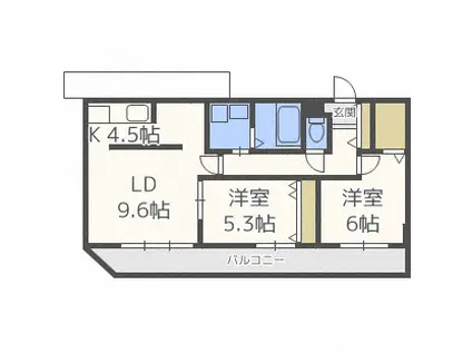 ルーエ厚別中央(2LDK/3階)の間取り写真