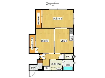 メゾンピュア(2DK/1階)の間取り写真