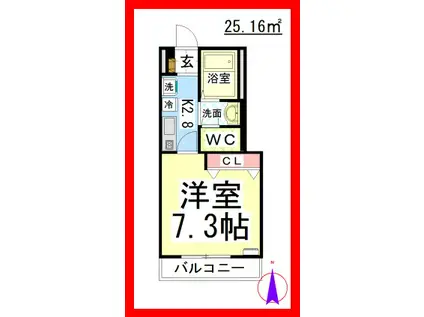 AF ムーンミスト(1K/2階)の間取り写真