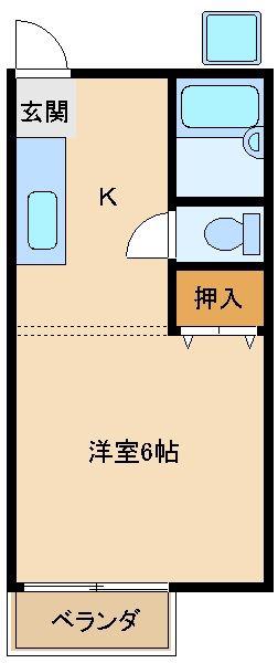 カトレアハイツ(1K/2階)の間取り写真