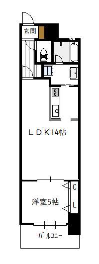 アルテノースタワー2号(1LDK/4階)の間取り写真