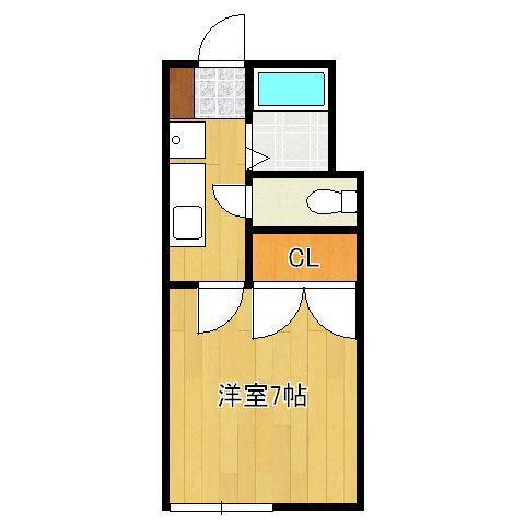 デュエル通谷(1K/2階)の間取り写真
