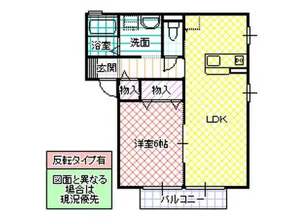 アイビースクエア四季の杜 D棟(1LDK/1階)の間取り写真