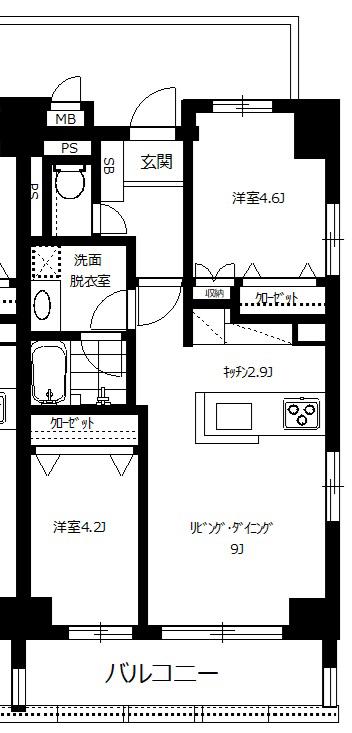 メゼリテ表参道(2LDK/3階)の間取り写真