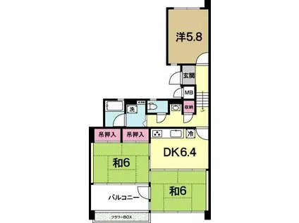 OHANACOURT-2(3DK/3階)の間取り写真