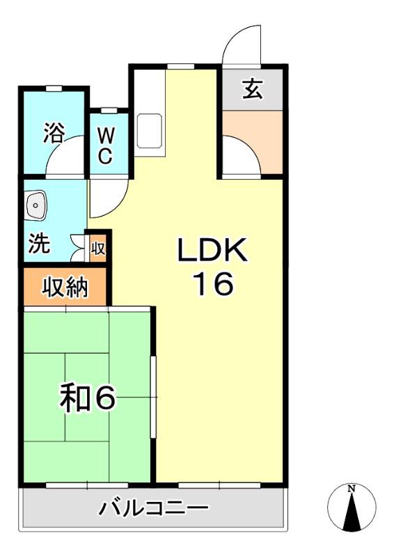 駅前ビル(1LDK/2階)の間取り写真