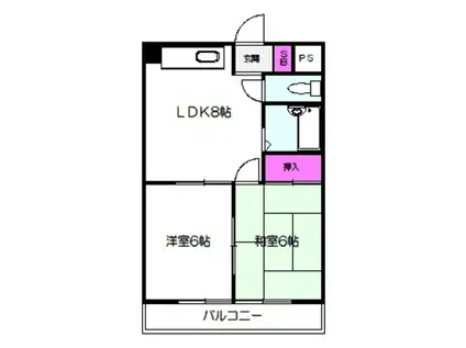 ハイツハセガワII(2LDK/3階)の間取り写真