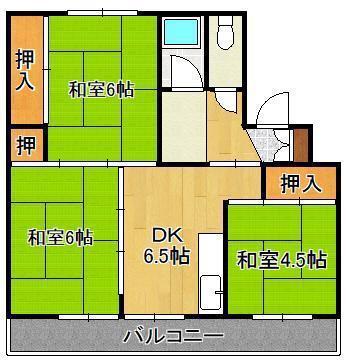 オアシス芦屋2号棟(3DK/2階)の間取り写真