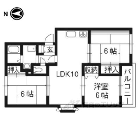 エミネンス西方(3LDK/3階)の間取り写真