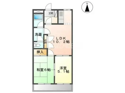 クリスタルヒルズII(2LDK/2階)の間取り写真