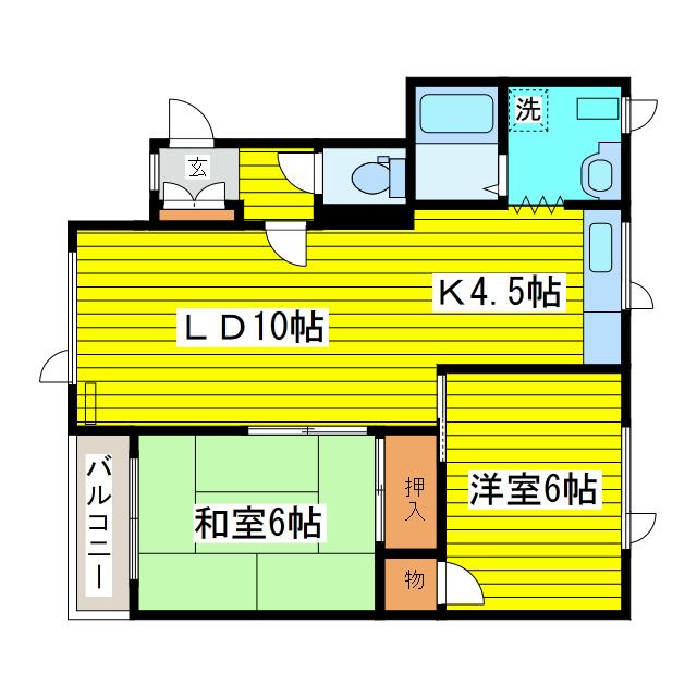 コーポ8・3B(2LDK/2階)の間取り写真