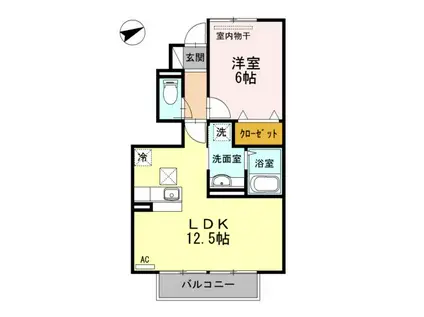 クリエイティブ B棟(1LDK/1階)の間取り写真