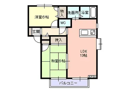 メイプル ヒルズA(2LDK/2階)の間取り写真