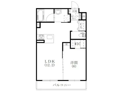 リライフ神立(1LDK/4階)の間取り写真