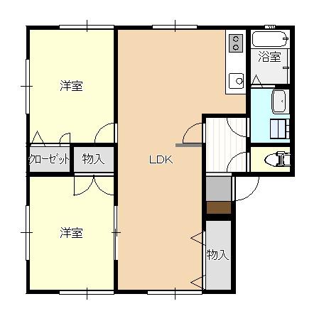ヴェルソー中筋A棟(2LDK/1階)の間取り写真