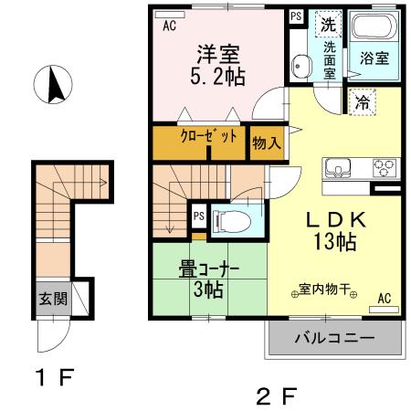 JR中央線 東小金井駅 徒歩15分 2階建 築11年(1LDK/2階)の間取り写真