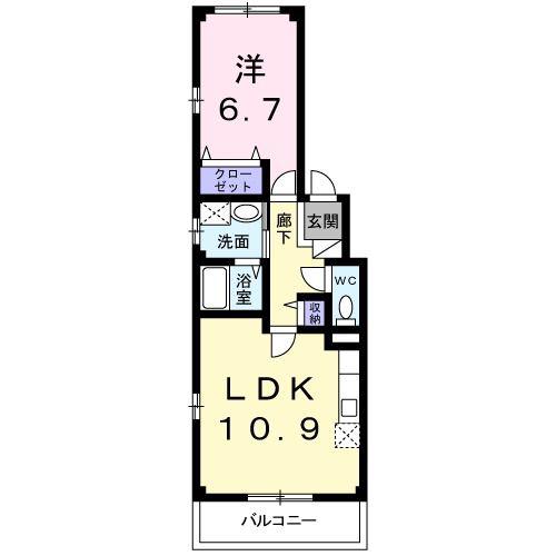 アーバンライフいずみII(1LDK/2階)の間取り写真