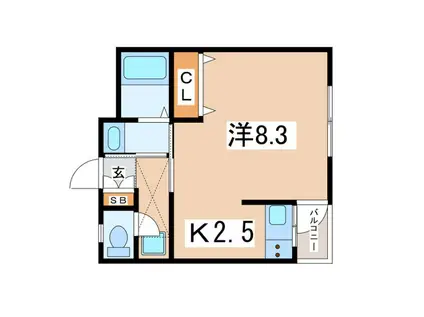 LILY-BE昭和(1K/2階)の間取り写真