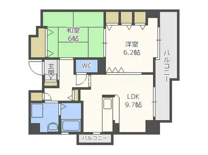 メゾンキコー住之江(2LDK/8階)の間取り写真