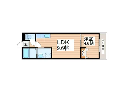 エクラ萩野町(1LDK/1階)の間取り写真