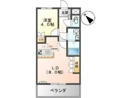 ドリームハウス(1LDK/2階)の間取り写真