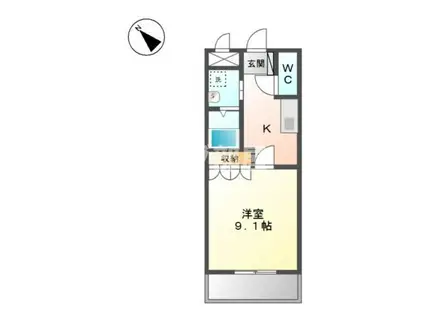 ワン・ピース(1K/2階)の間取り写真