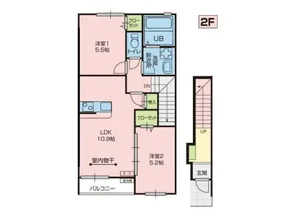 LA POMME(2LDK/2階)の間取り写真