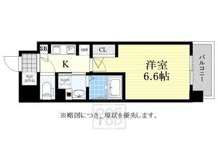 クリスタルブライト谷町(1K/5階)の間取り写真