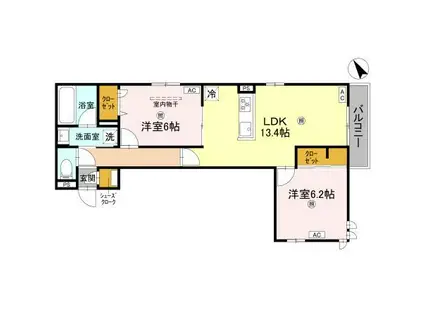 ミュオゼ(2LDK/2階)の間取り写真