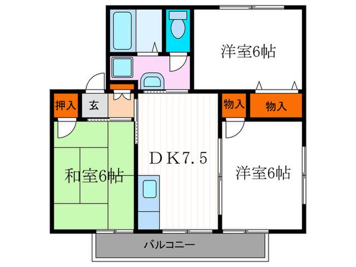 アーバン愛宕(3DK/2階)の間取り写真